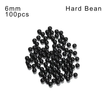 100pcs Fishing Beads Space Stopper Black 3mm-12mm Round Soft and hard beans Fishing Lures bait Hook Rig Accessories