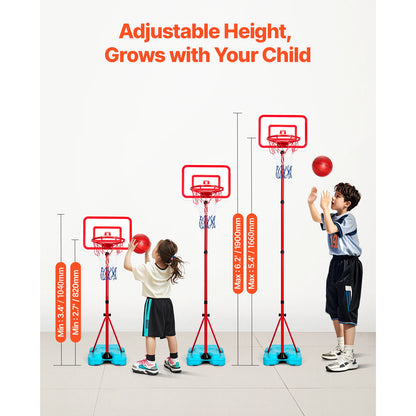 SucceBuy Toddler Adjustable Basketball Hoop 104-190CM Rack for Kids Outdoor Indoor Ball Sport Backboard Rim Shoot Children Toys