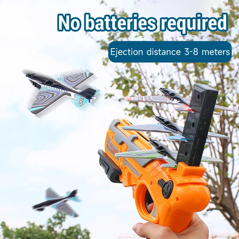 Children's Catapult Foam Plane Toy Ejection Aircraft Gun Outdoor Sports Toy Parent-Child Interactive Shooting Game Airplane Toys