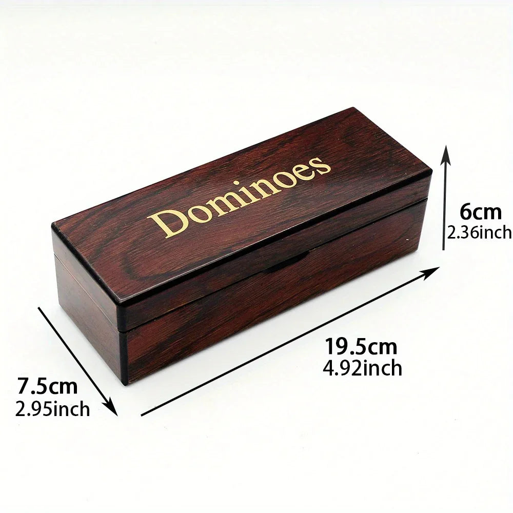 [Wooden Dominoes Game Set] 28pcs Double Six Dominoes - Wooden Box Travel Portable Carrying Table Game Set Toys Entertainment