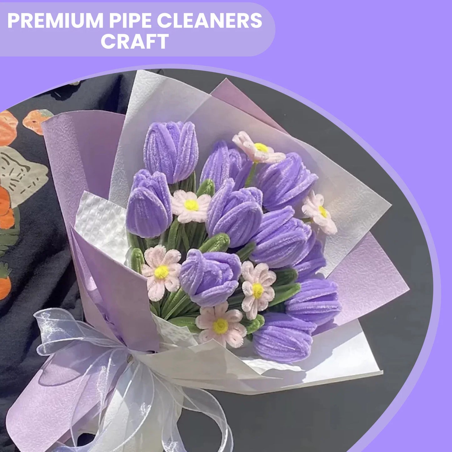 Pieces Of Pipe Cleaners For Crafts, Colored Pipe Cleaner Flower Set, Flexible Pipecleaners For Flower Diy Craft Kit Gift