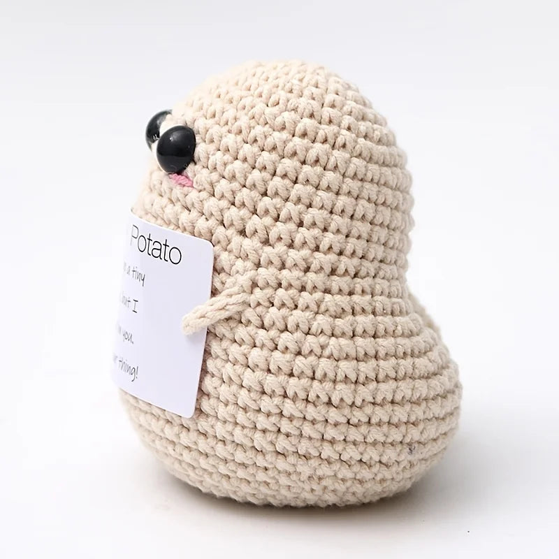 Handcrafted Positive Potato Decor - Emotional Support Crochet, Monochrome DIY Craft Kit, All-Season Quirky Potato Ornament Gift