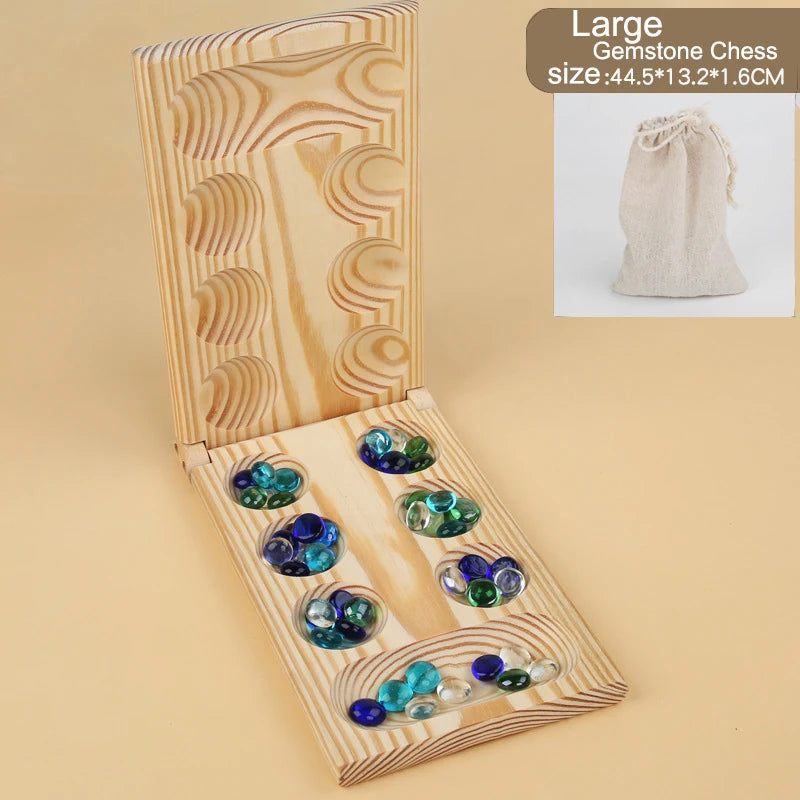 Mancala Board Game - Fun Classic Table Game with Wooden Board for Adults & Kids