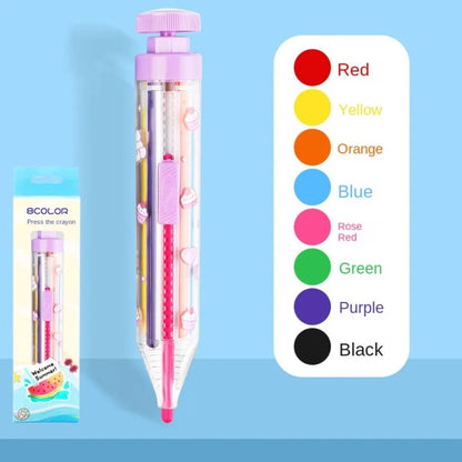 1Pc 8 In 1 Multicolor Crayons Creative Push Style DIY Replaceable Oil Pastel Colored Pencil for Kids Graffiti Painting Tools