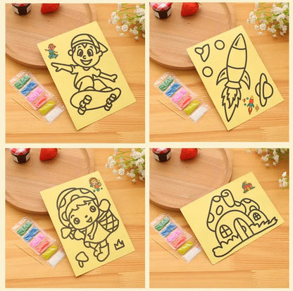 5pcs/lot Kids DIY Color Sand Painting Art Creative Sand Drawing Toys Paper Learn to Art Crafts Education Toys for Children