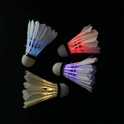 LED Badminton Shuttlecock, Colorful Shuttlecock Dark Night LED Goose Feather Badminton Balls Light Up Shuttle-Cocks for Indoor O