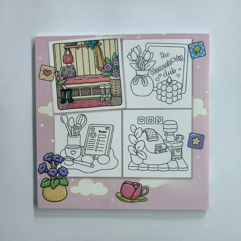 Cozy Girl Homebody Cute Coloring Book for Stress Relief Art Drawing Book Perfect Gift for Party and Birthday