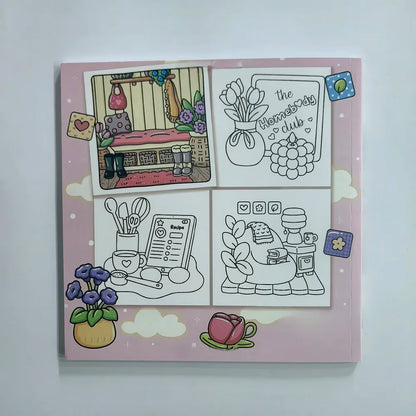 Cozy Girl Homebody Cute Coloring Book for Stress Relief Art Drawing Book Perfect Gift for Party and Birthday