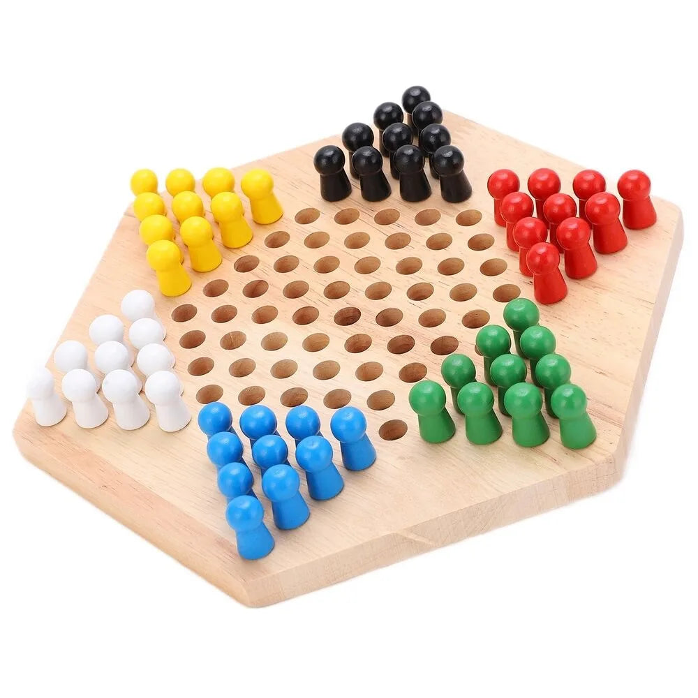 Chinese Checkers Wooden Colorful Chinese Checker Board Game for Kids Family Play