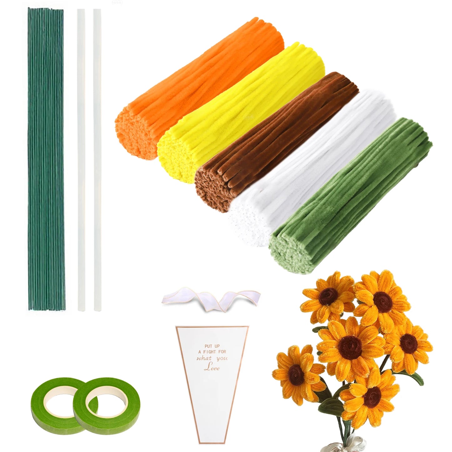 Pieces Of Pipe Cleaners For Crafts, Colored Pipe Cleaner Flower Set, Flexible Pipecleaners For Flower Diy Craft Kit Gift