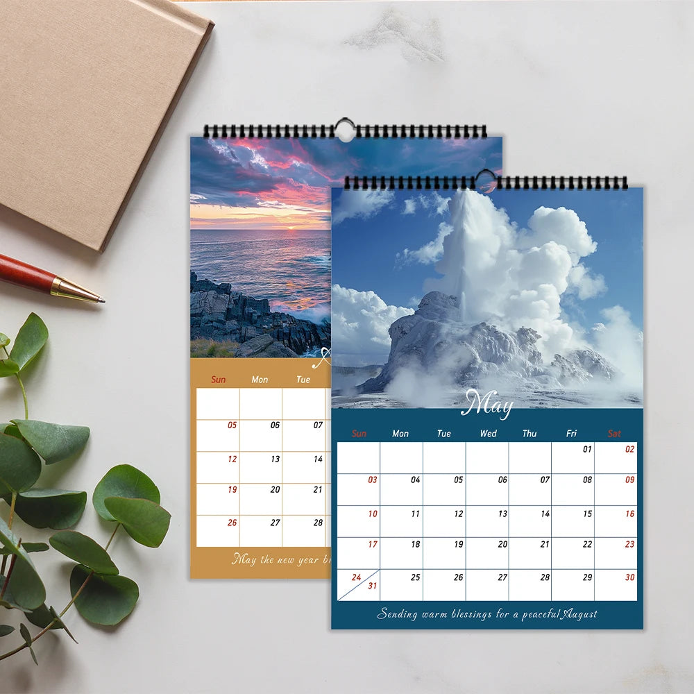 1pc Nature Landscape Wall Calendar -Scenic Theme, 12 Different Designs, Suitable as a Gift for Birthdays, Christmas and New Year
