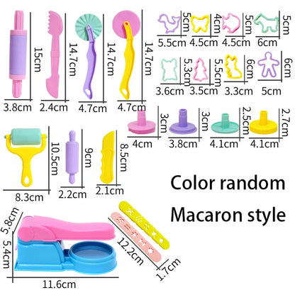 25-32pcs Play Dough Accessories Set Playdough Tools with Various Plastic Molds Rolling Pins Cutters Clay Model for Children Kids