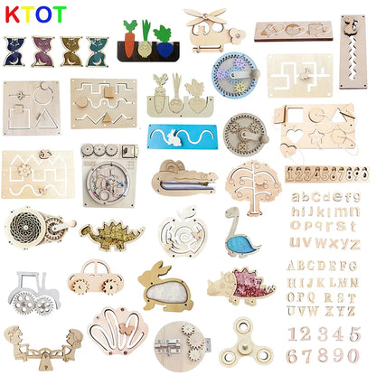 Busy Board Montessori Diy Accessories Early Education Toys Kids Activity Busyboard Material Teaching  Wooden Game 2-6 Years Old