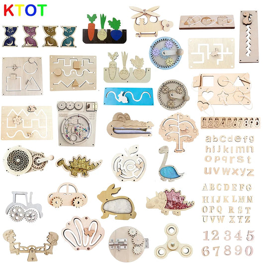 Busy Board Montessori Diy Accessories Early Education Toys Kids Activity Busyboard Material Teaching  Wooden Game 2-6 Years Old