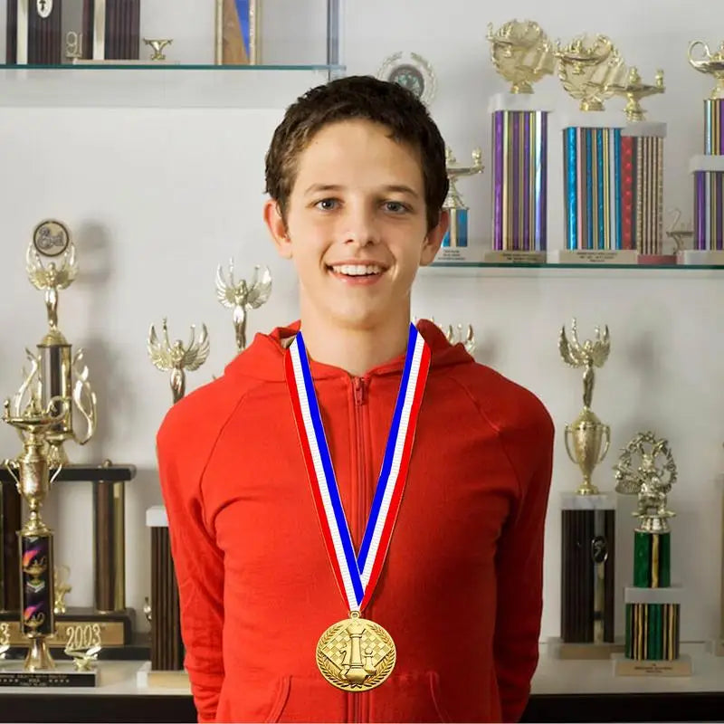 Award Medals With Neck Ribbon Creative Gold Medals For Kids Chess Award Medals Trophy Award Prize Gift Honor Roll Medals Awards