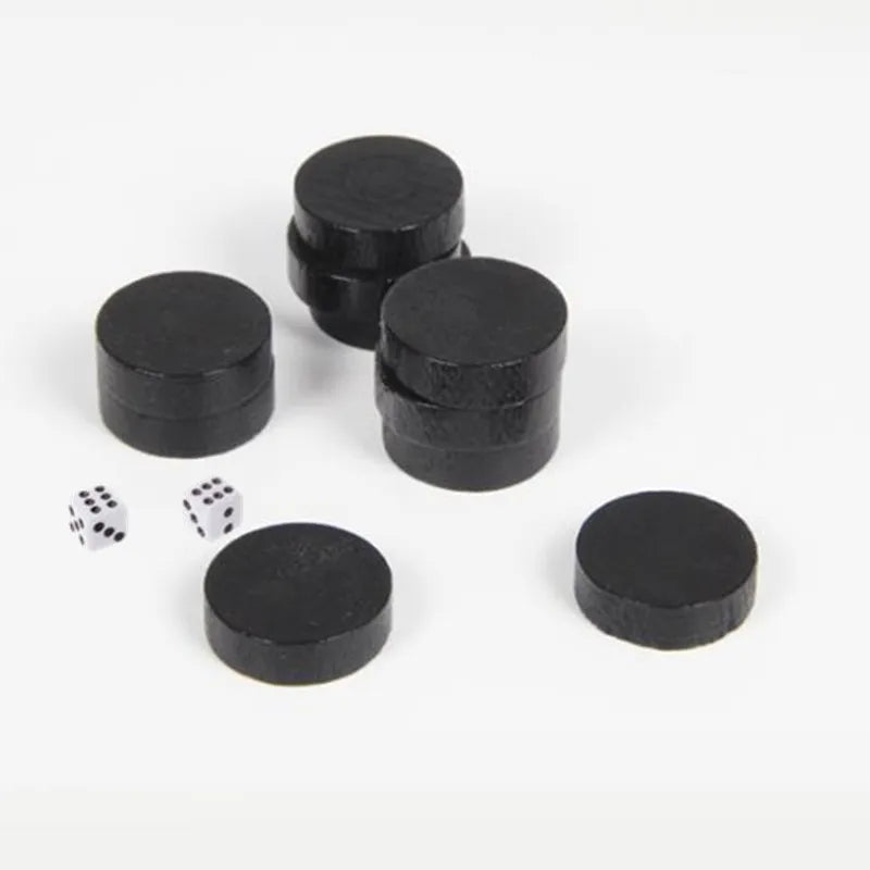 New 30pcs Wooden Draughts Checkers Backgammon Chess Pieces with 2 Dice for Kid Daily Board Game Intelligence Games Entertaining