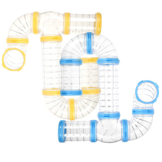 2 Sets Pp Hamster Tunnel Toy Tubes Diy Obstacle Courses For Squirrels Guinea Pigs Hedgehogs Plastic Cage Accessories Connector