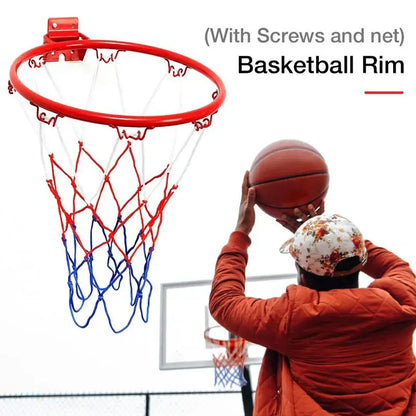 32CM Hanging Basketball Hoop Wall Mounted Goal Hoop Rim Net Sports Netting Indoor Outdoor Wall Mounted Hanging Basket Net