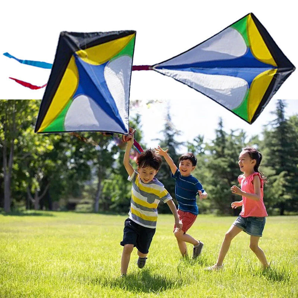 Single Line Kite with Long Tail Diamond Shaped Kite Easy To Fly Primary Stunt Kite Enhance Coordination for Boys Girls