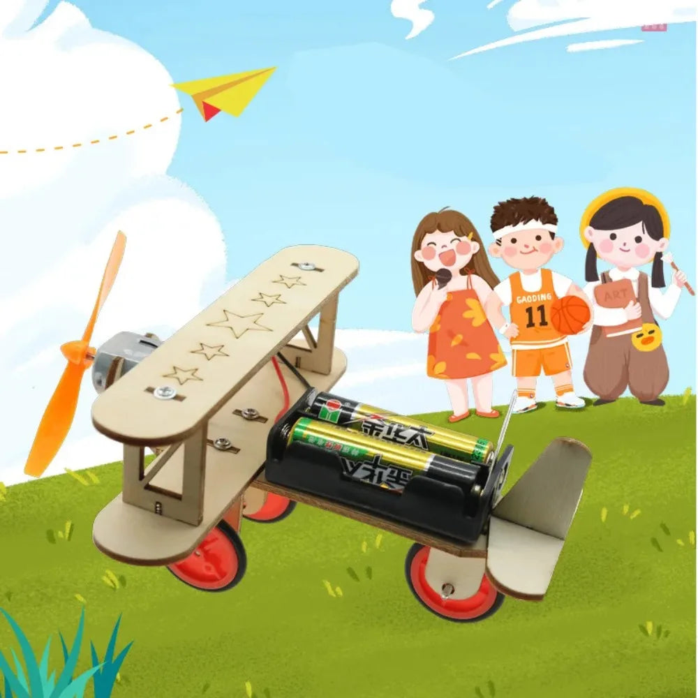 Wooden Airplane Mode Creative Educational 3D Experiment Kits DIY School Projects Assembly Model Kits Kids