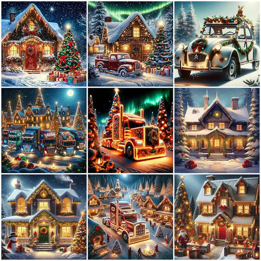 EverShine Diamond Embroidery House Landscape Winter Full Drill Mosaic Car Diamond Painting Christmas Craft Kit Home Decor Gift