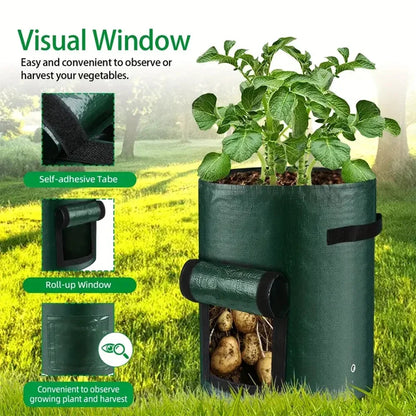 5PCs Garden Supplies Vegetable Plant Grow Bag Planting Container Bag Thicken Garden Pot  DIY Potato Grow Planter PE Cloth