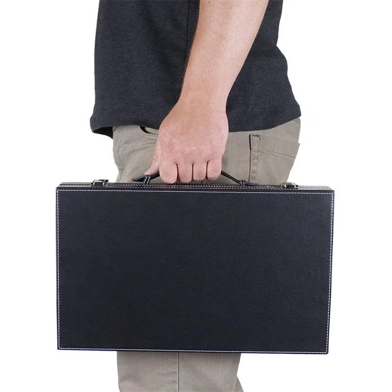 Premium Medium Collapsible Backgammon Board Game Set PU Leather Case Classic Portable Travel Board For Adults Kids Family Party