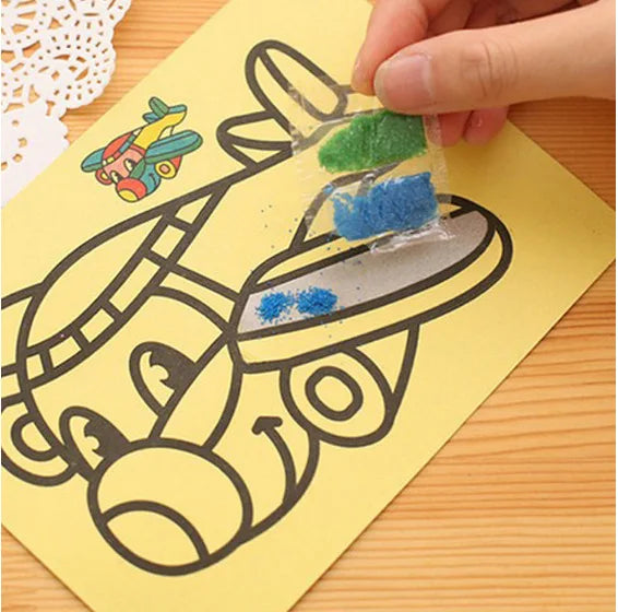 5pcs/lot Kids DIY Color Sand Painting Art Creative Sand Drawing Toys Paper Learn to Art Crafts Education Toys for Children