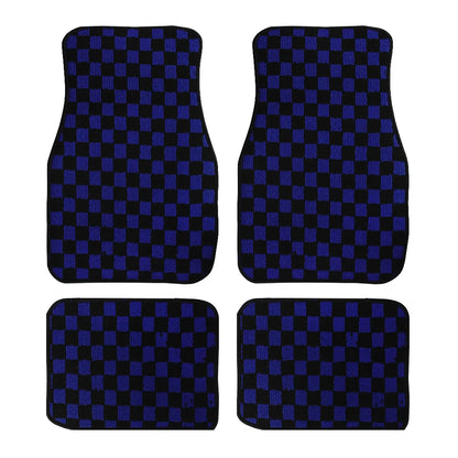 4Pcs JDM Racing  Plush Floor Mat Checkers Vehicle Front Rear Carpets Universal Car Floor Carpet Rugs Non-Slip Car Decoration