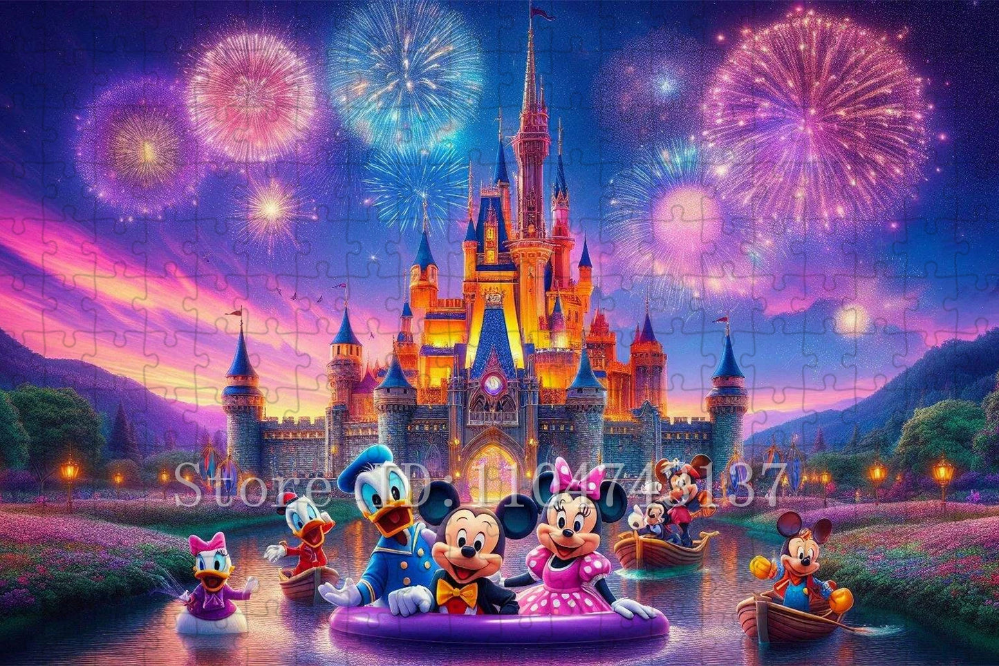 Disney Mickey Mouse and Friends Puzzles 108/200/300/500/1000 Pieces Disney Castle Jigsaw Puzzles Intelligence Game Toys