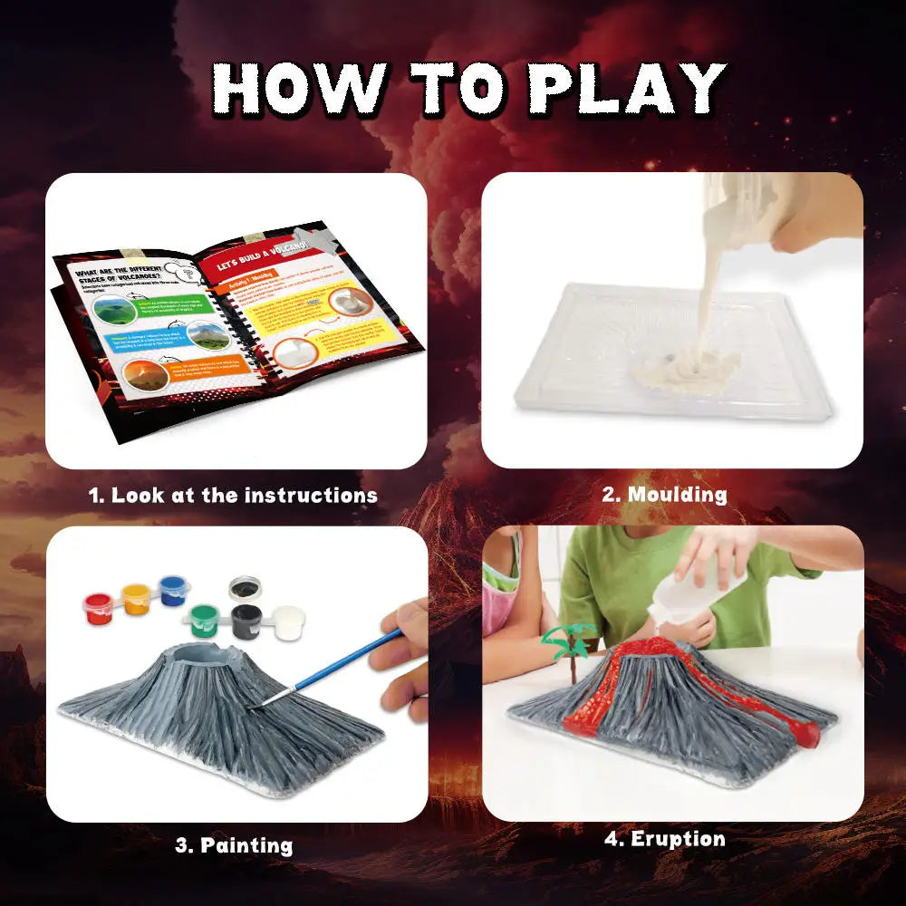 Creative Volcano Eruption Experiment Set DIY Painting Coloring Kit Child Popular science Toy,Birthday Gifts for boys and girls