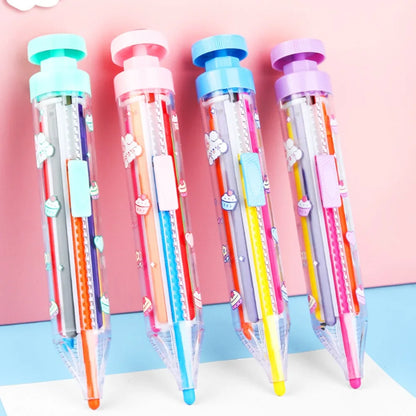 1Pc 8 In 1 Multicolor Crayons Creative Push Style DIY Replaceable Oil Pastel Colored Pencil for Kids Graffiti Painting Tools