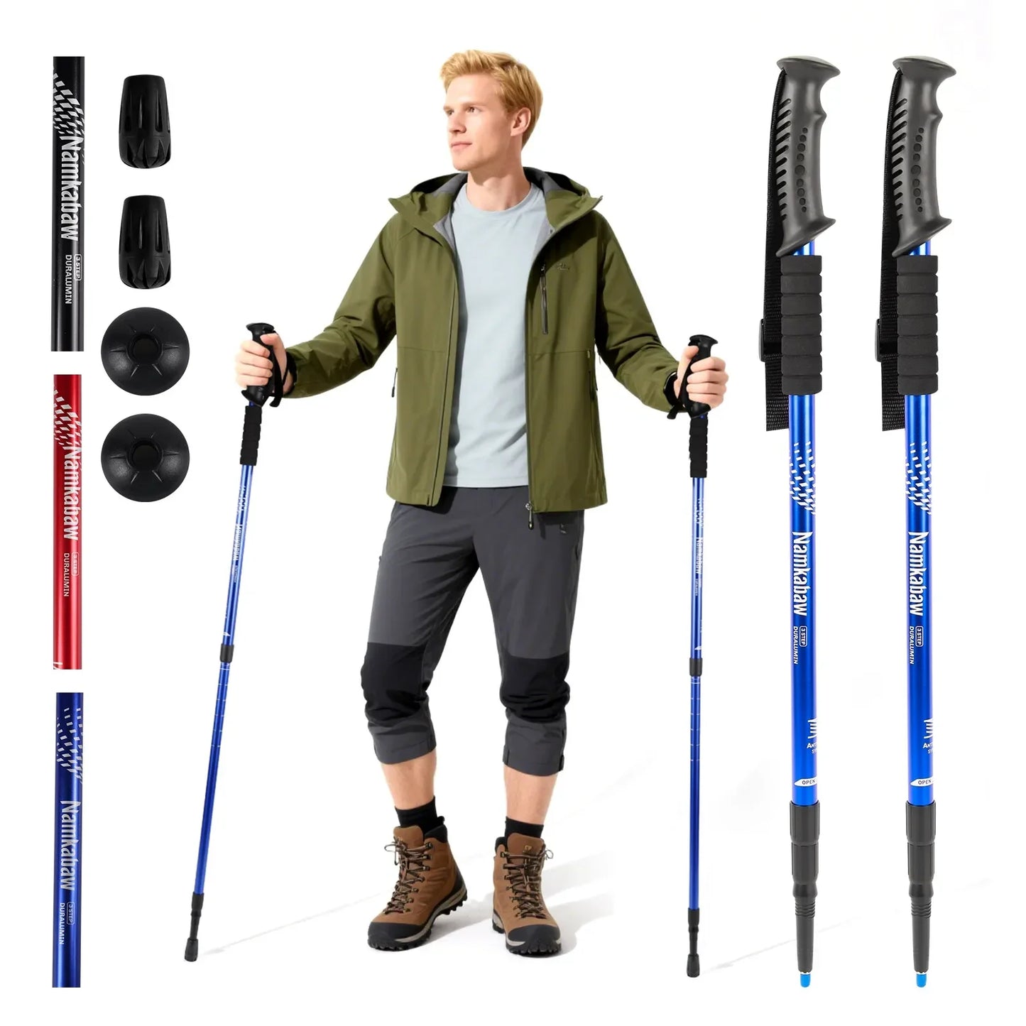 Ultralight 3-Section Trekking Poles Adjustable Aluminum Alloy Nordic Walking Sticks Telescopic Non-Slip for Men And Women Hiking