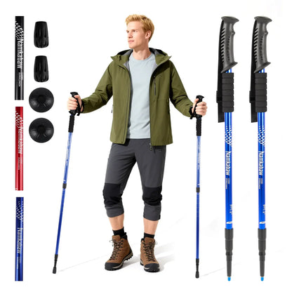 Ultralight 3-Section Trekking Poles Adjustable Aluminum Alloy Nordic Walking Sticks Telescopic Non-Slip for Men And Women Hiking