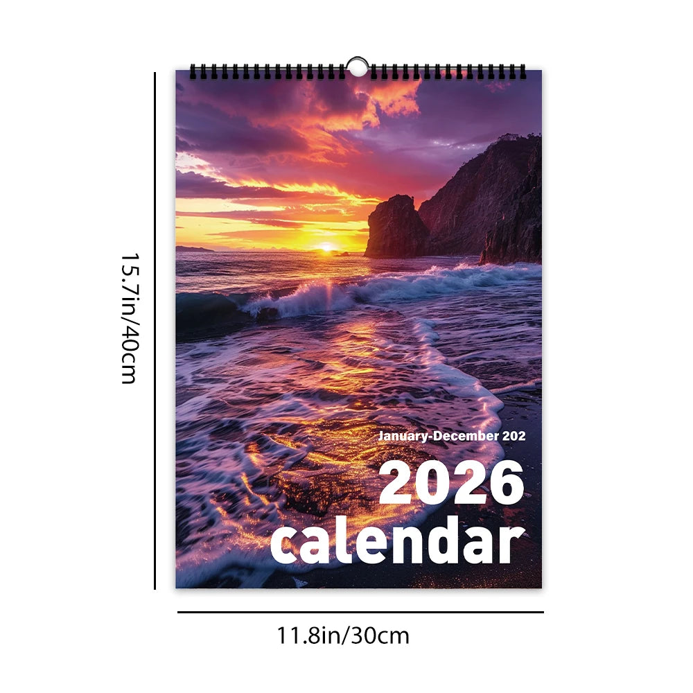 1pc Nature Landscape Wall Calendar -Scenic Theme, 12 Different Designs, Suitable as a Gift for Birthdays, Christmas and New Year