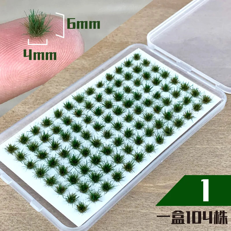 104Pcs Miniature Static Flower/Grass Tuft Plant Model Kit for Diorama Railway/Building/Garden Micro Landscape Model Making