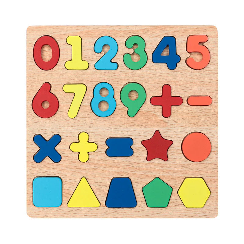 Kids Alphabetic Arithmetic Number Geometric Shapes Wooden Puzzle Preschool Learning Educational Game Toy for Children