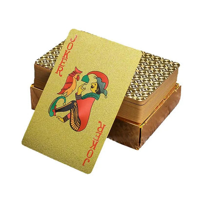 Poker Cards Standard Luxury Gold Foil Poker Board Game PVC Portable Leisure Playing Cards For Festivals Parties Gatherings