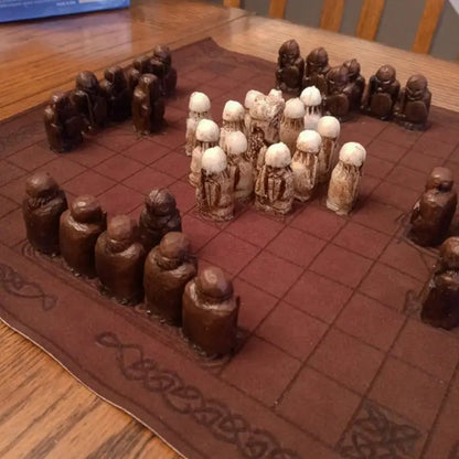 Viking Game Chess Set Traditional Two-Player Strategy Board Game Folding Chess Board Resin Chess Pieces Entertainment