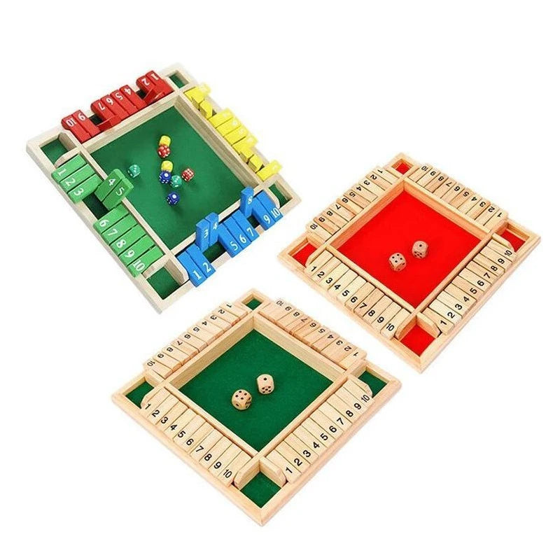 Shut The Box Dice Board Game Wooden Flaps & Dices Game