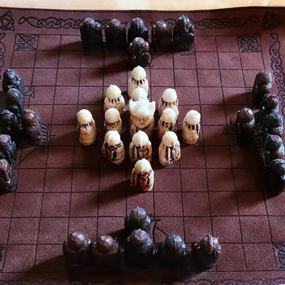 Viking Game Chess Set Traditional Two-Player Strategy Board Game Folding Chess Board Resin Chess Pieces Entertainment