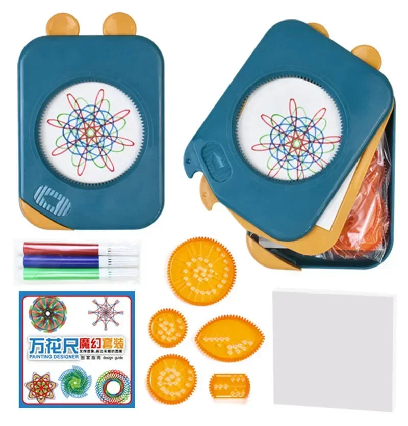 Spirograph Drawing Kit with Storage - Interlocking Gear Art Set for Kids