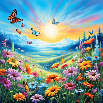 Butterfly Landscape Diamond Paintings Resin 120 Colors 5d Diy Full Drill Mosaic Flower Home Decorative Craft Kit Rhinestone