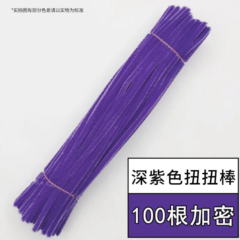 100pcs Chenille Stems Toy DIY Strips Twist Bar Anvil Wire Craft Pipe Creative Hobby Children Plush Stick Pipe Cleaners DIY Craft