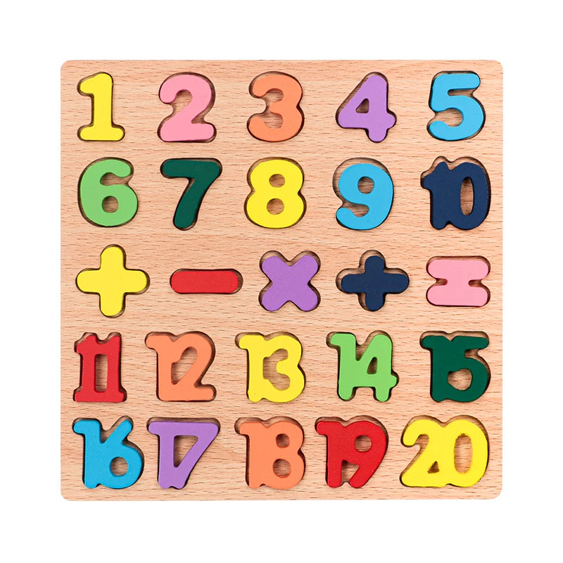 Kids Alphabetic Arithmetic Number Geometric Shapes Wooden Puzzle Preschool Learning Educational Game Toy for Children