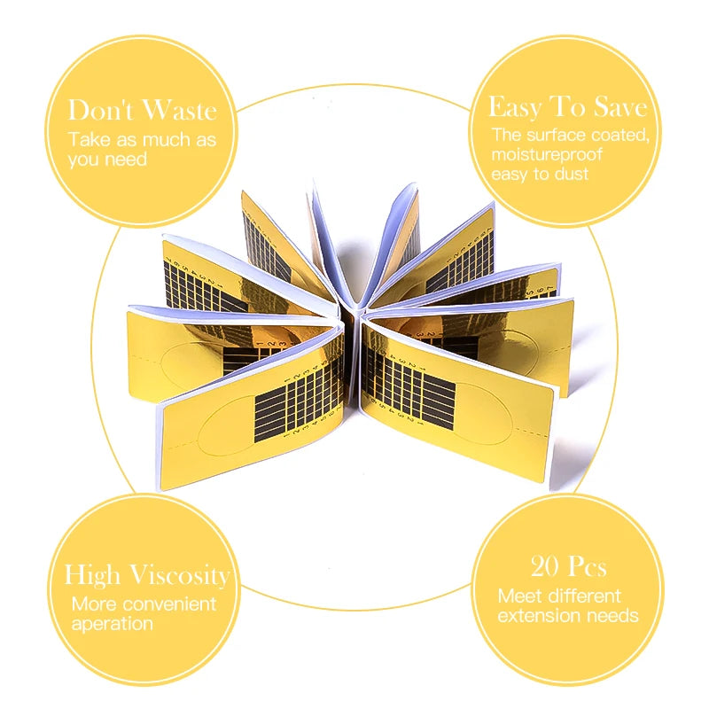 1 Pack French Nail Form Tips Acrylic UV Gel Extension Curl Form Extension Nail Tool Gel Sticker Art Guide Mold Manicure Stencil