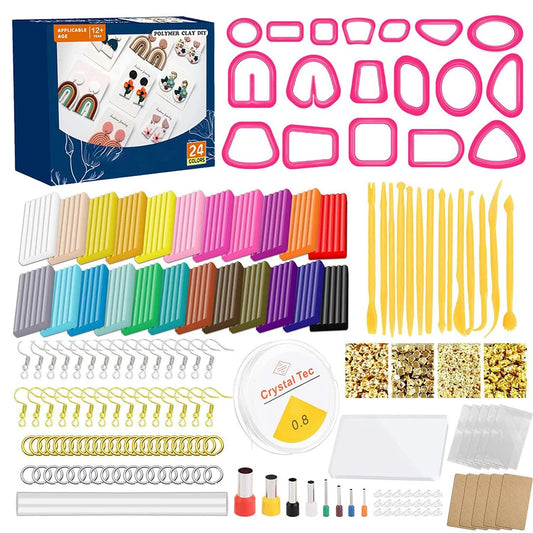 24 Colors Polymer Clay Modeling Clay Non-Toxic Modeling Baking Clay Starter Kit with Sculpting Tools for Artists Beginners