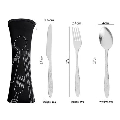 1/3pcs Picnic Set Tableware Washable With Zipper Travel Cutlery Kit  Portable Pouch For Dinner Household Tool Camping Spoon