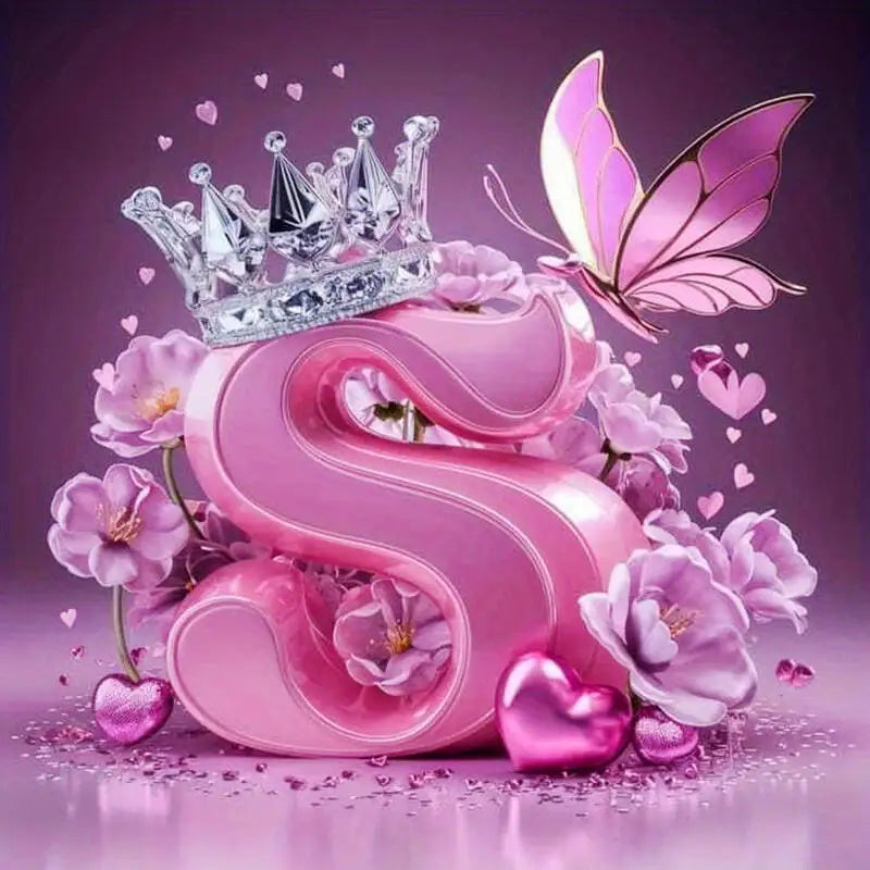 Huacan New Arrivals Diamond Painting Crown Letters  Full Drill Mosaic Butterfly Alphabet Art Wall Decor For Home Craft Kit