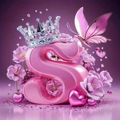 Huacan New Arrivals Diamond Painting Crown Letters  Full Drill Mosaic Butterfly Alphabet Art Wall Decor For Home Craft Kit
